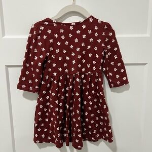 Charming Burgundy Floral Kids Dress